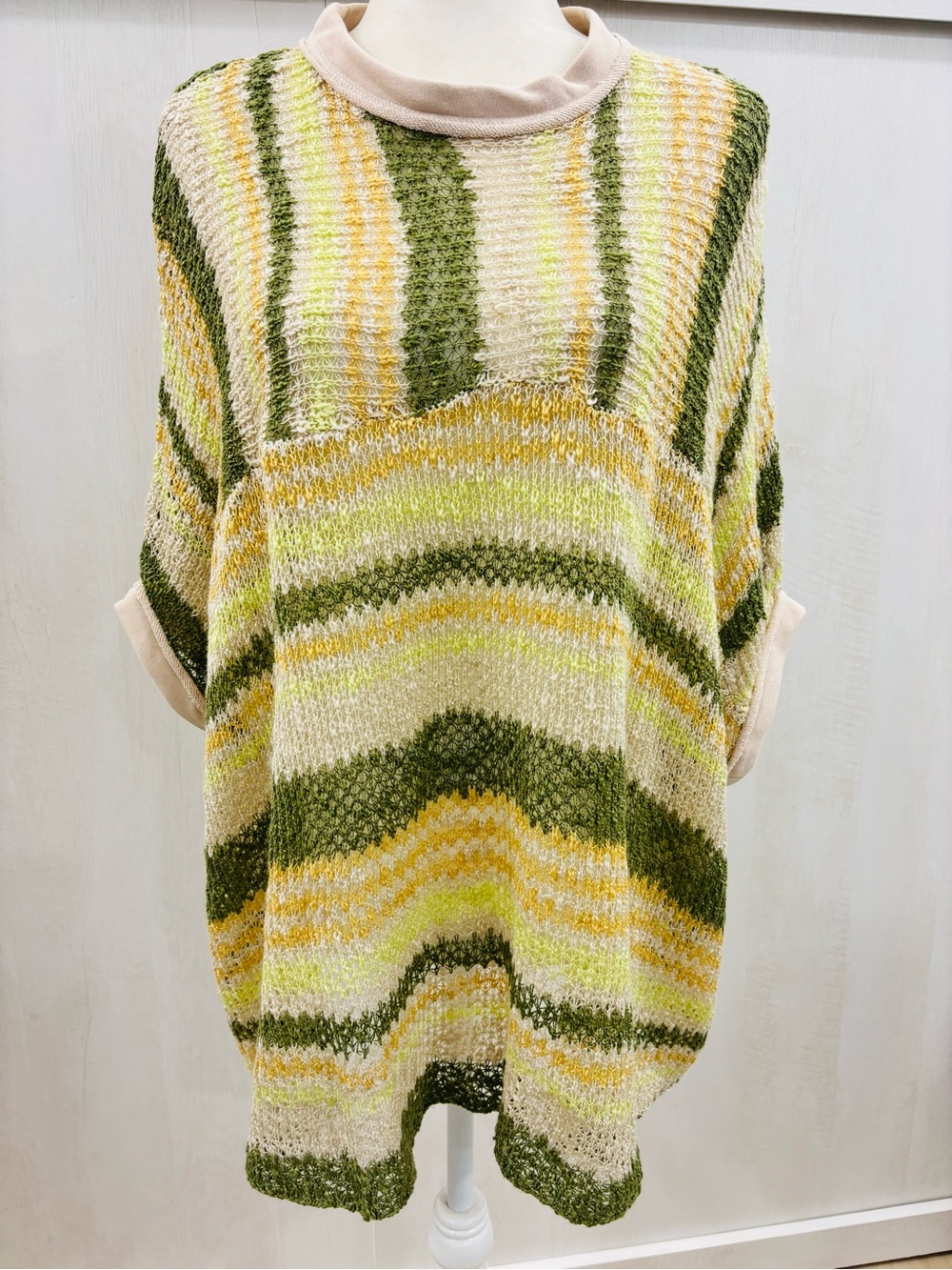 Crochet Open Knit Sweater Beachy Pastel Oversized Drop Shoulder